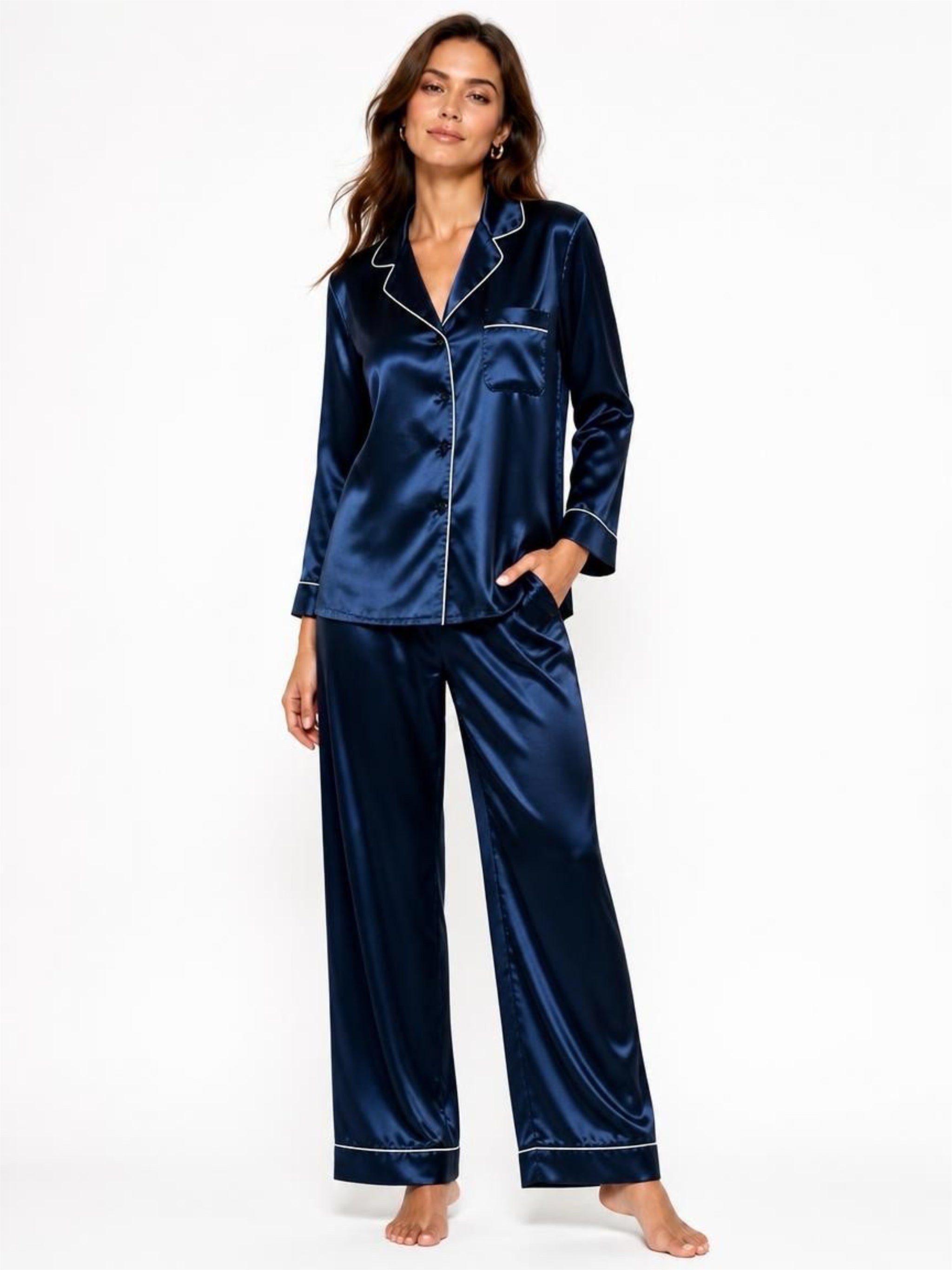100% Mulberry Silk Long Pijamas Set