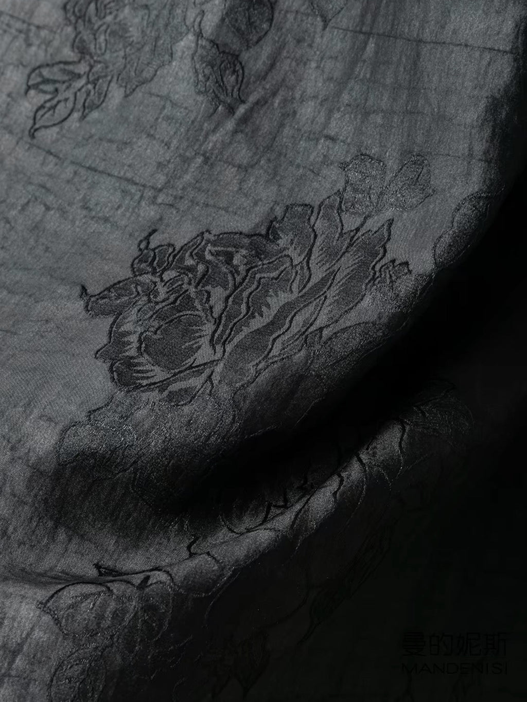 Top Collections: Mulberry Silk leather look Gambiered canton Silk Black Skirt