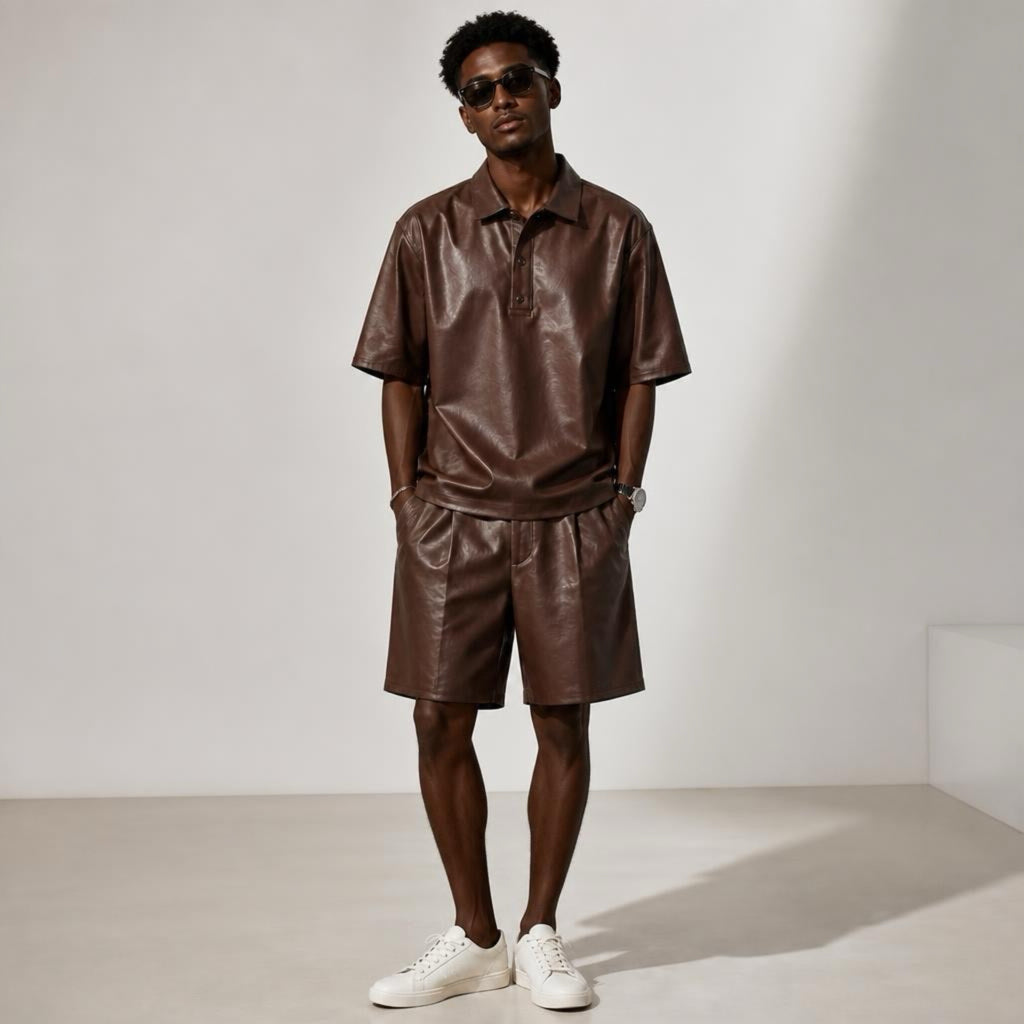 Mulberry Silk Gambiered Canton Silk, Man’s short sleeve shirt and shorts set