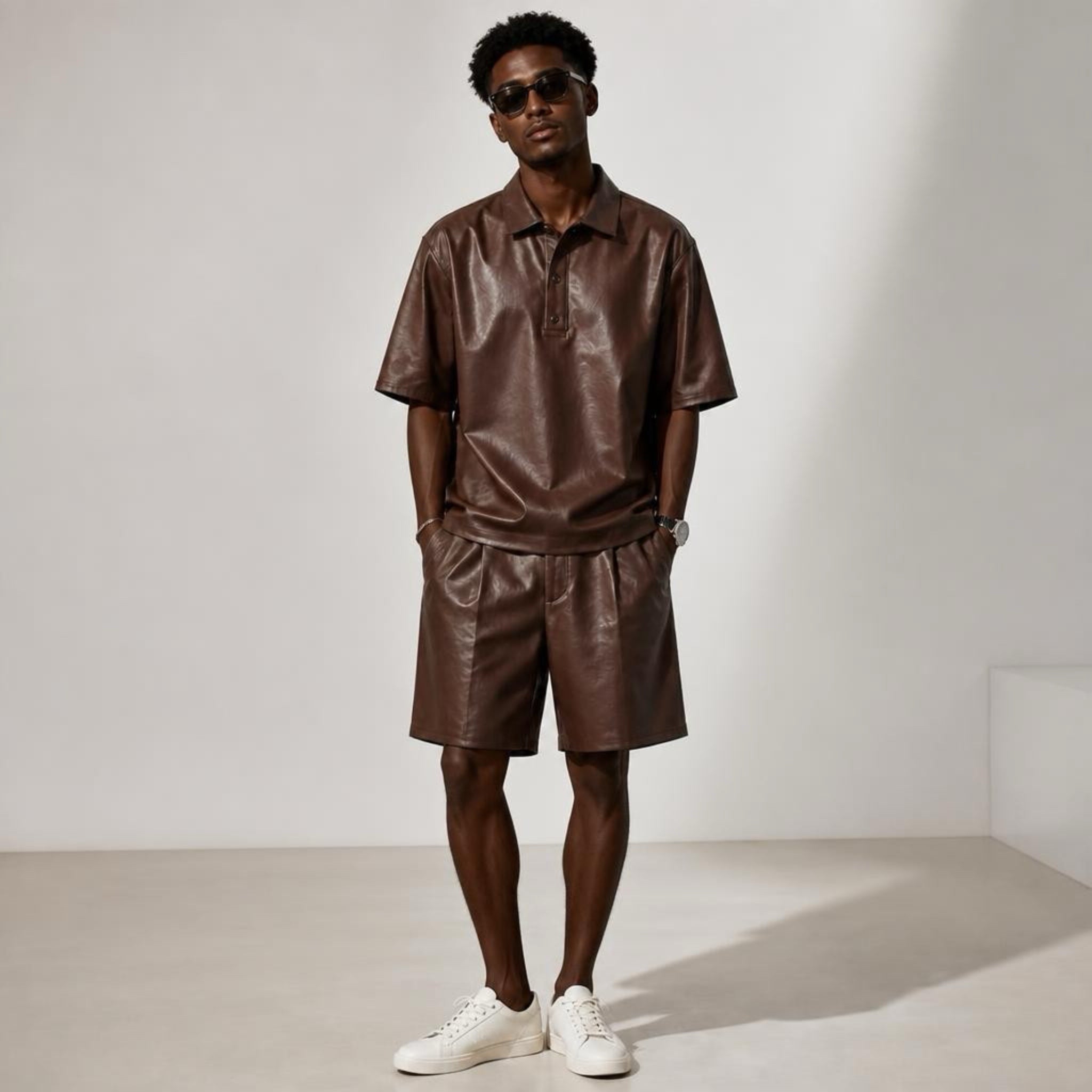 Mulberry Silk Gambiered Canton Silk, Man’s short sleeve shirt and shorts set
