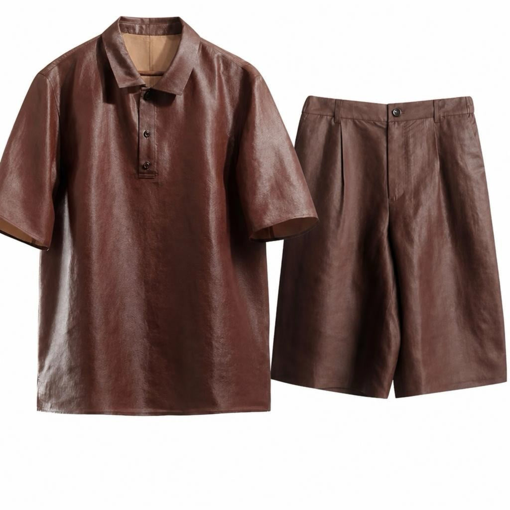 Mulberry Silk Gambiered Canton Silk, Man’s short sleeve shirt and shorts set