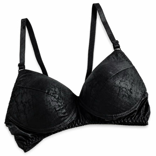 100% Mulberry Silk Gambiered Silk Leather look Bra