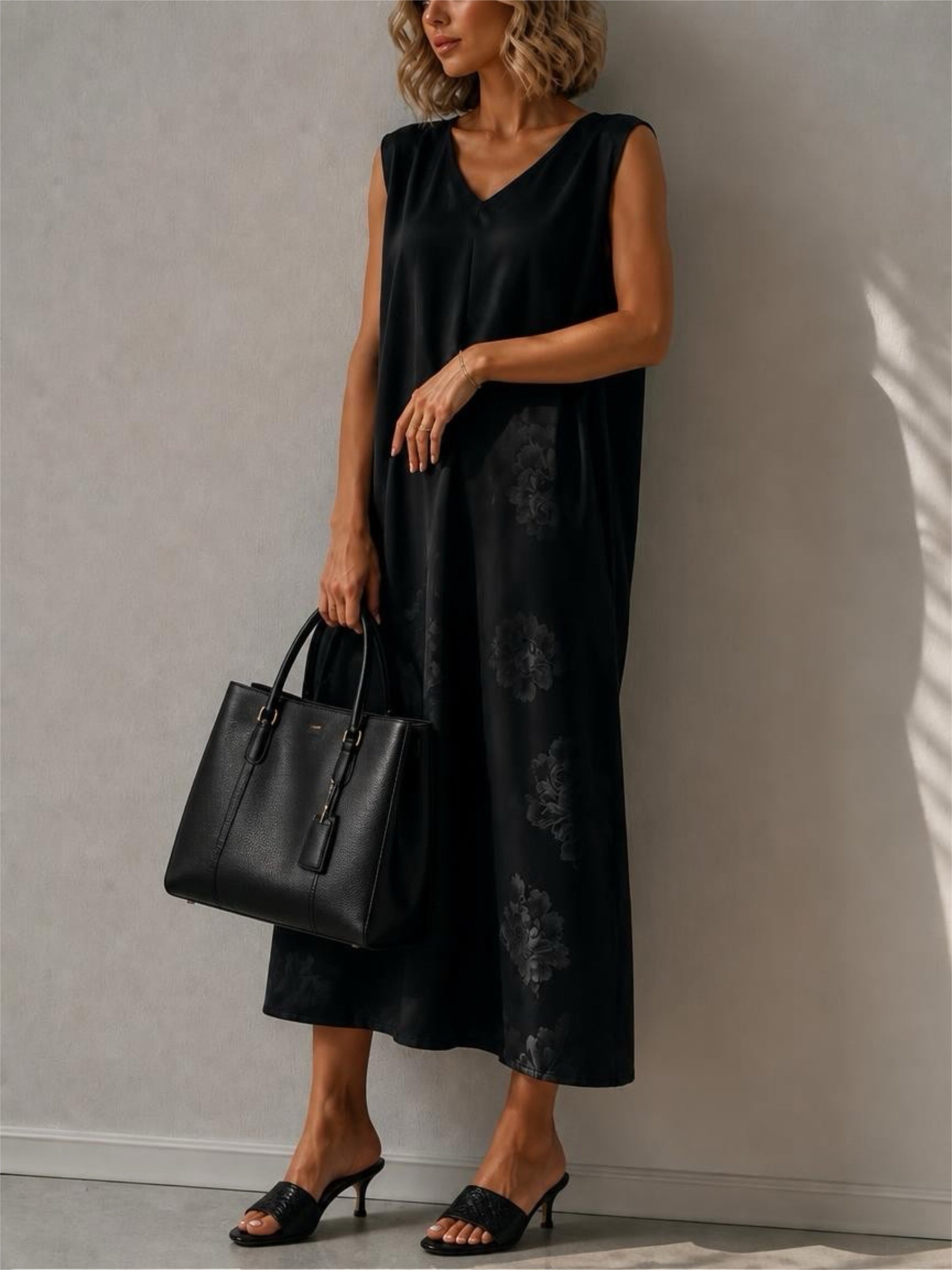Mulberry Silk Silk Jacquard 35MM, Premium Quality, Black Dress