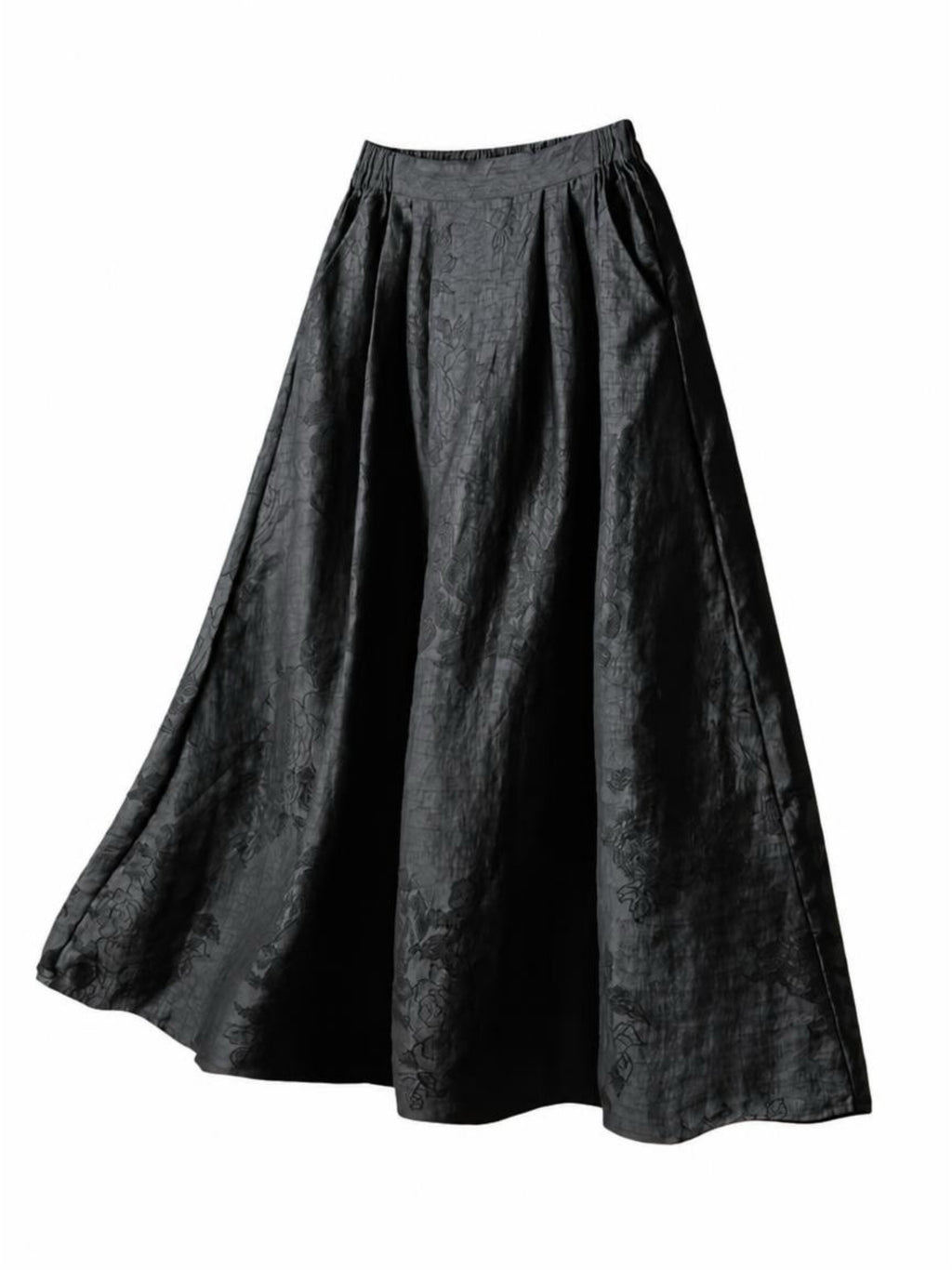 Top Collections: Mulberry Silk leather look Gambiered canton Silk Black Skirt