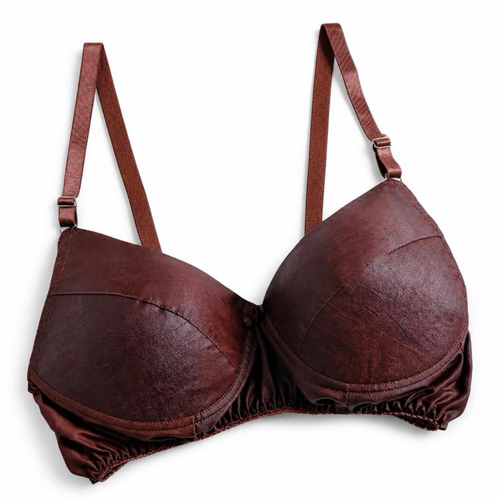 100% Mulberry Silk Gambiered Silk Leather look Bra