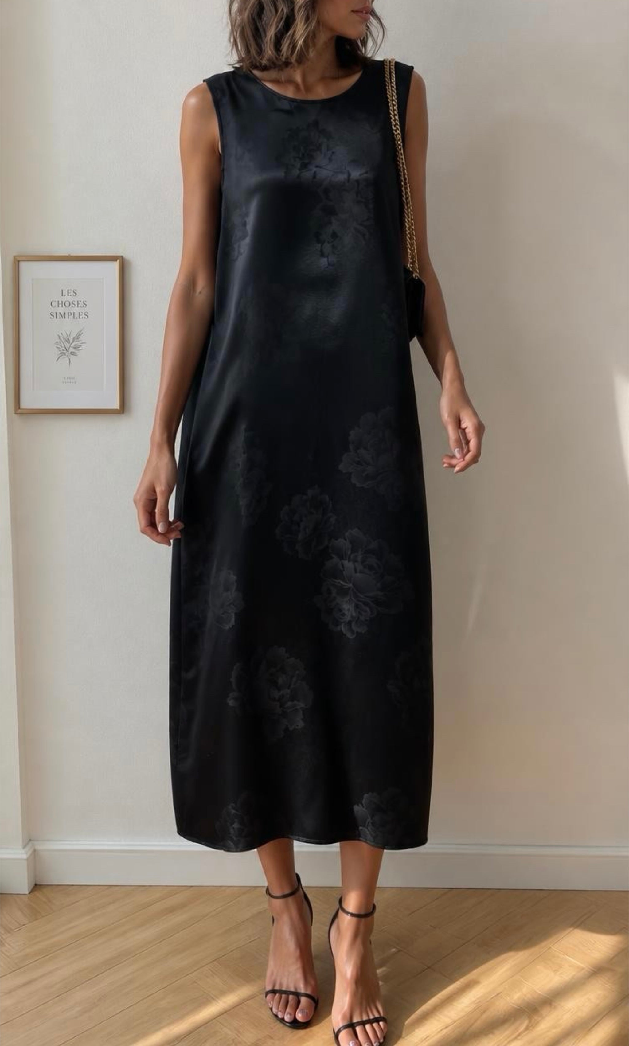 Mulberry Silk Silk Jacquard 35MM, Premium Quality, Black Dress